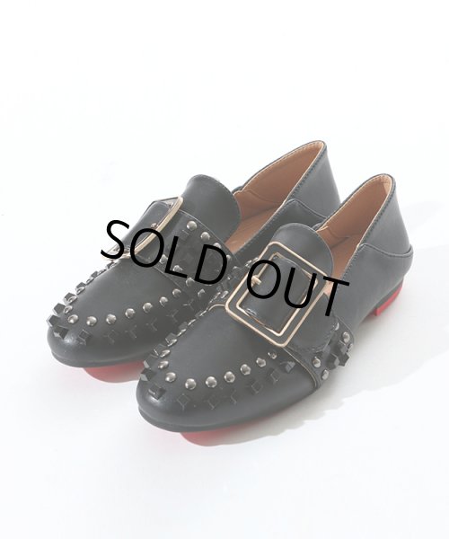 画像4: シルバーリングスタッズローファー | ブラック (4)