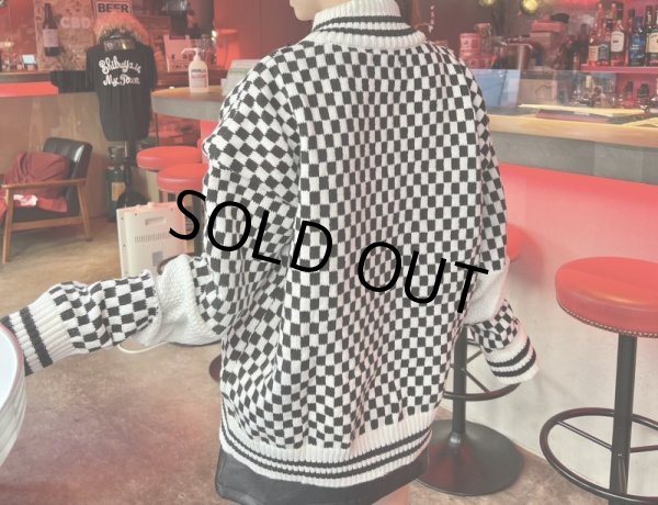 画像6: チェッカー柄ニットカーデ (6)