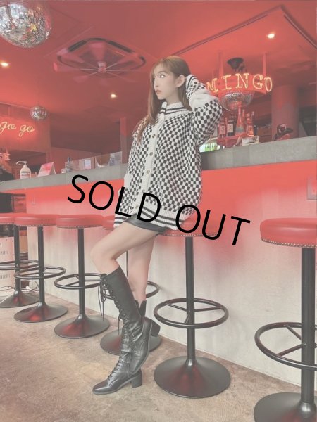 画像8: チェッカー柄ニットカーデ (8)