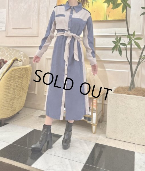 画像5: レトロバイカラーシャツワンピース (5)