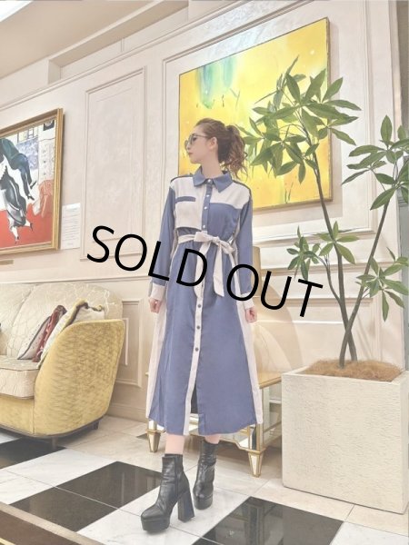 画像2: レトロバイカラーシャツワンピース (2)