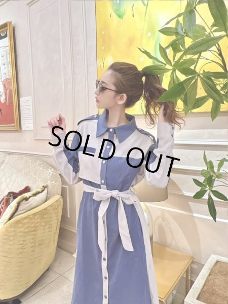 画像3: レトロバイカラーシャツワンピース (3)