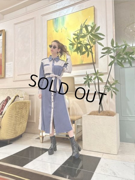 画像8: レトロバイカラーシャツワンピース (8)