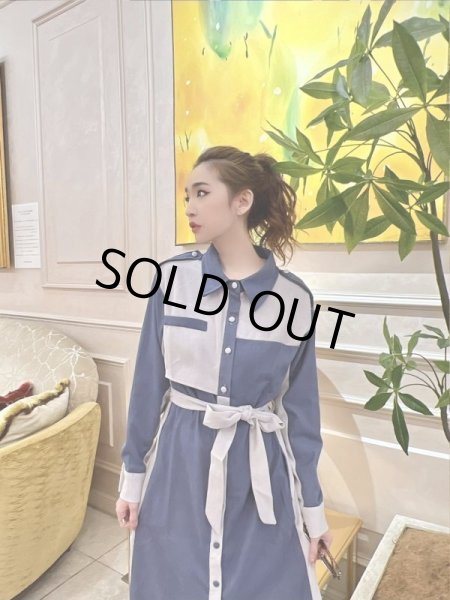 画像10: レトロバイカラーシャツワンピース (10)