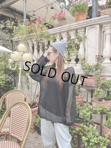 画像2: メッシュ編み　ニットトップス (2)