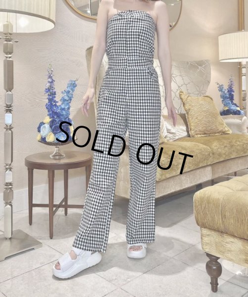 画像5: チェック柄ベアロンパース (5)