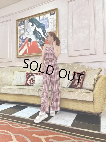 画像3: チェック柄ベアロンパース (3)