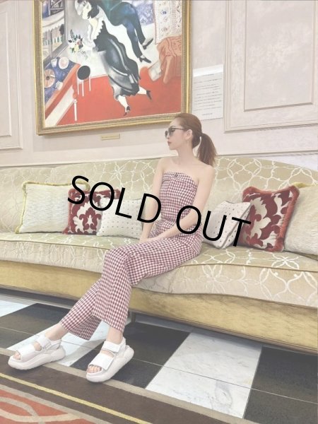 画像4: チェック柄ベアロンパース (4)