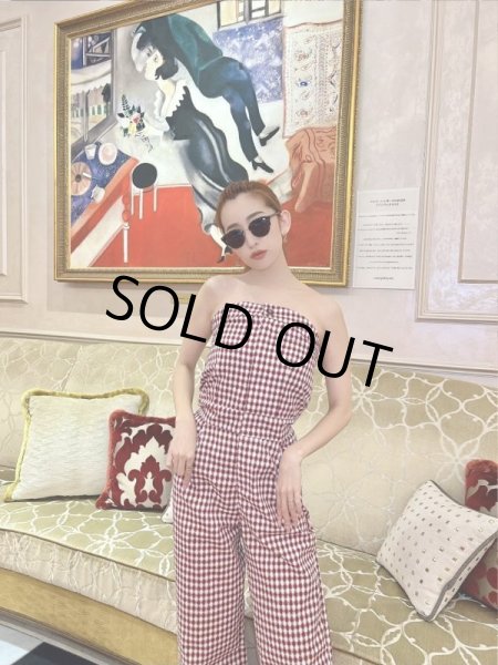 画像2: チェック柄ベアロンパース (2)