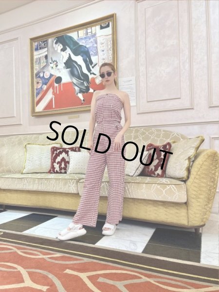 画像6: チェック柄ベアロンパース (6)