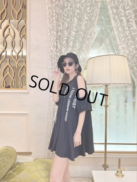 画像2: オープンショルダーTシャツワンピ (2)