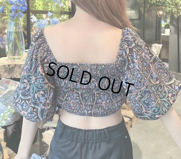 画像6: 花柄フリル袖トップス (6)