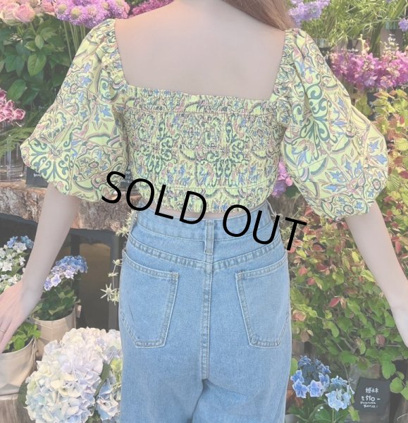 画像6: 花柄フリル袖トップス (6)