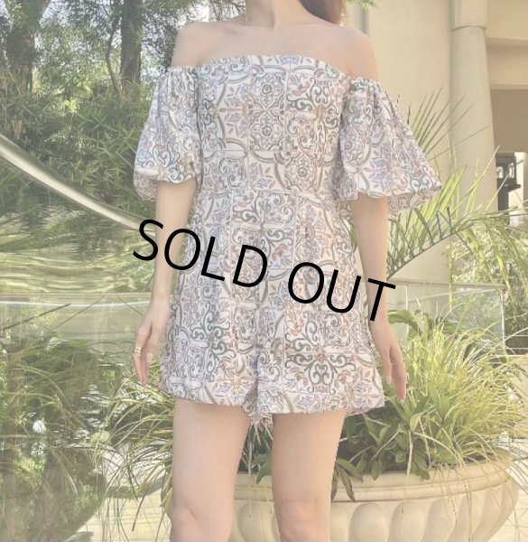 画像8: 花柄フリル袖ロンパース (8)