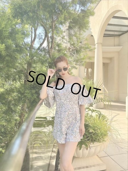 画像3: 花柄フリル袖ロンパース (3)