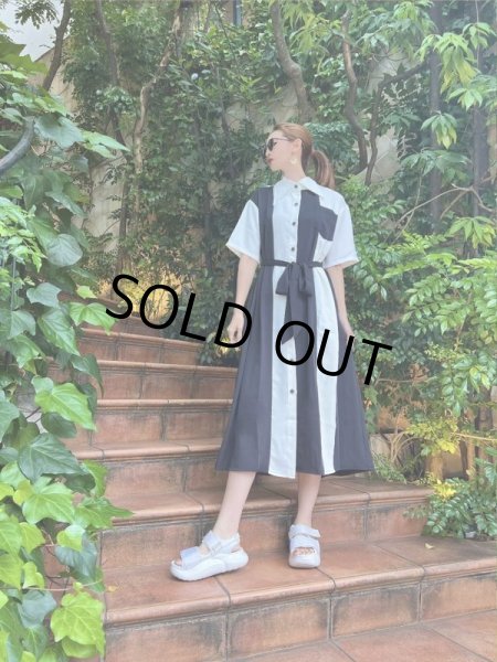 画像5: バイカラーワークシャツワンピース (5)