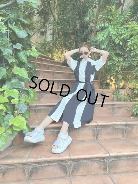 画像4: バイカラーワークシャツワンピース (4)