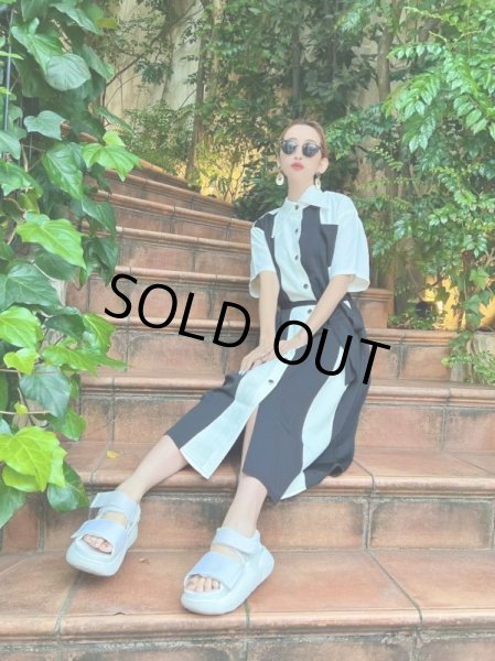 画像2: バイカラーワークシャツワンピース (2)