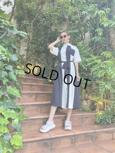 画像6: バイカラーワークシャツワンピース (6)