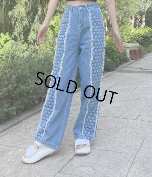 画像5: デザインデニムワイドパンツ (5)