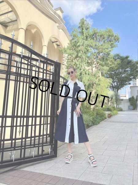 画像3: バイカラーワークシャツワンピース (3)