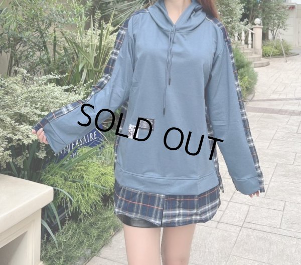 画像10: デザインチェック柄フーディー (10)