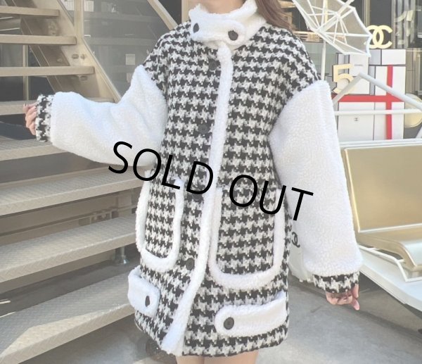 画像8: 千鳥柄ボアジャケット (8)