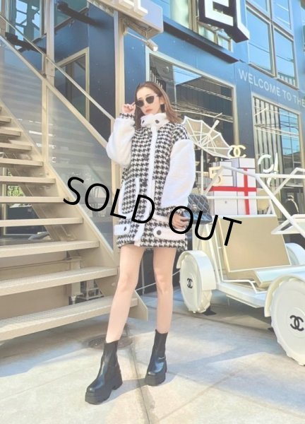 画像10: 千鳥柄ボアジャケット (10)