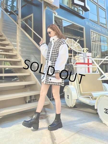 画像6: 千鳥柄ボアジャケット (6)