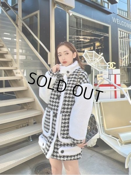 画像3: 千鳥柄ボアジャケット (3)