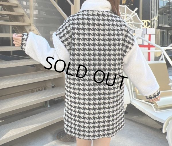 画像9: 千鳥柄ボアジャケット (9)