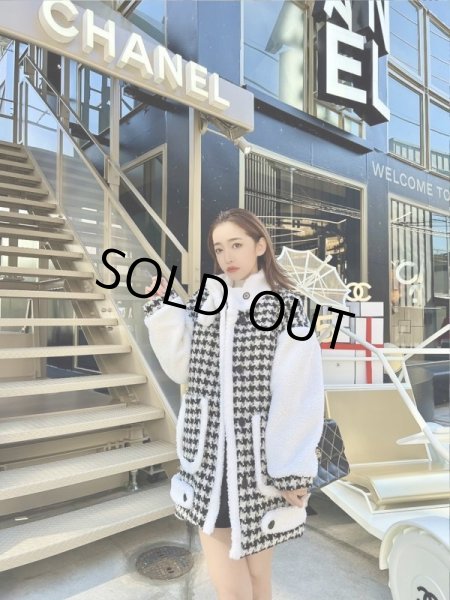 画像5: 千鳥柄ボアジャケット (5)