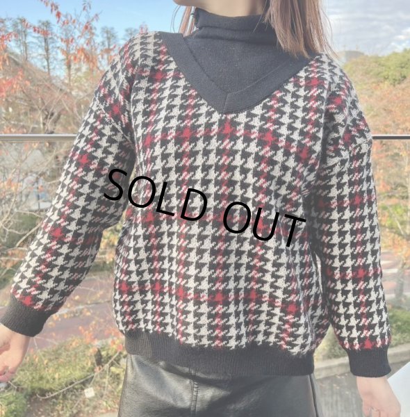 画像7: チェック柄デザインニット (7)