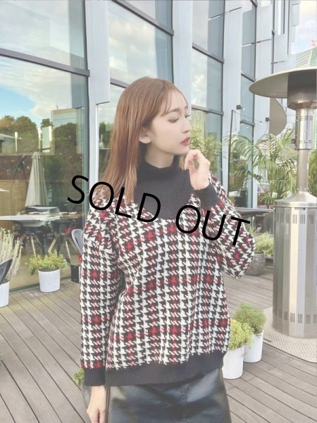 画像2: チェック柄デザインニット (2)