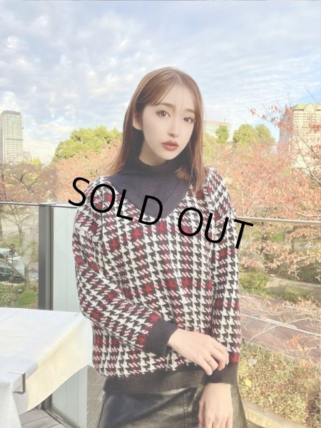 画像5: チェック柄デザインニット (5)