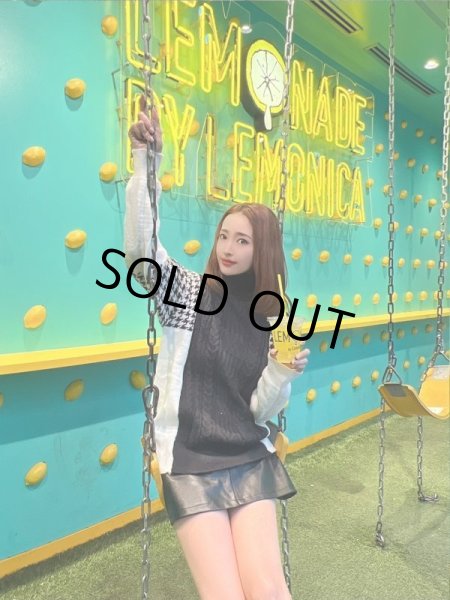 画像4: 千鳥柄タートルニット (4)