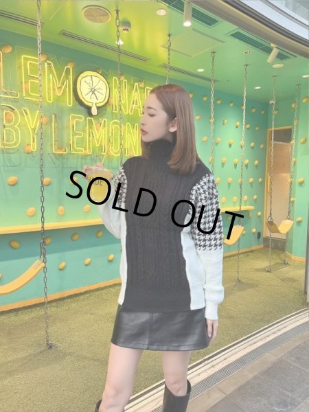 画像2: 千鳥柄タートルニット (2)