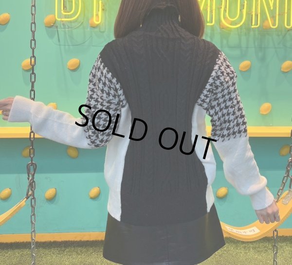 画像7: 千鳥柄タートルニット (7)