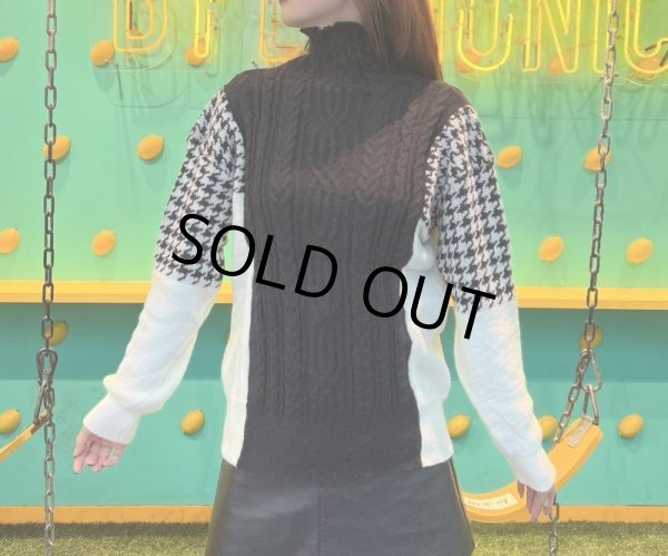 画像6: 千鳥柄タートルニット (6)