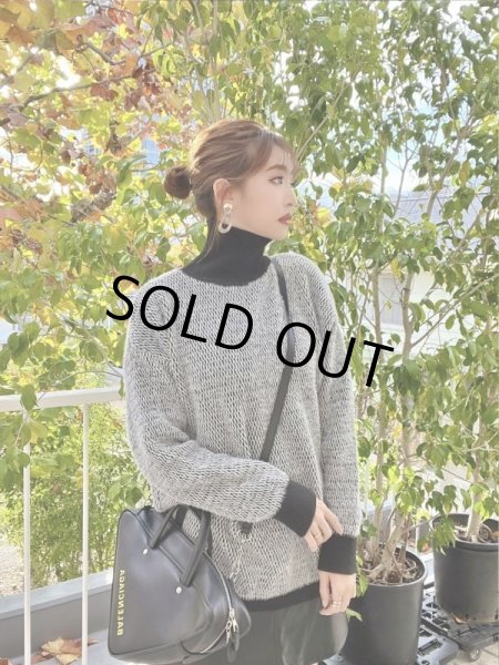 画像2: バイカラーハイネックニット (2)