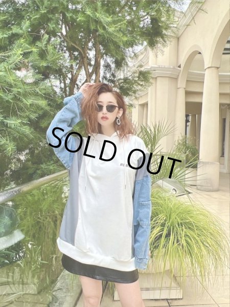 画像2: デニムデザインフーディー (2)