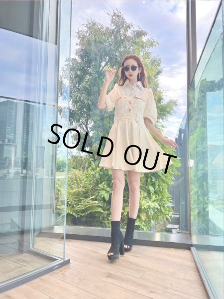 画像6: パフスリーブシャツワンピ (6)