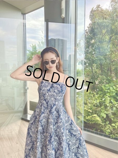 画像4: デニムボタニカル柄ワンピース (4)