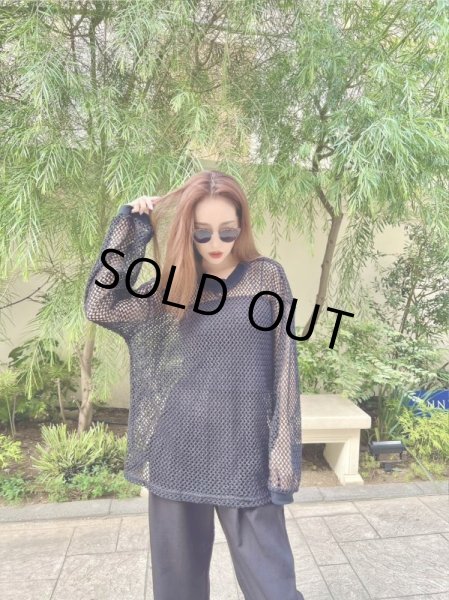 画像2: メッシュ編みニットトップス (2)