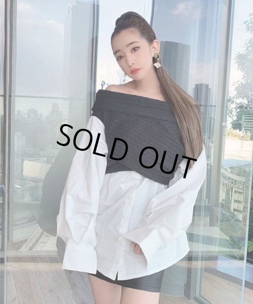 画像3: ニットコンビネーションブラウス (3)