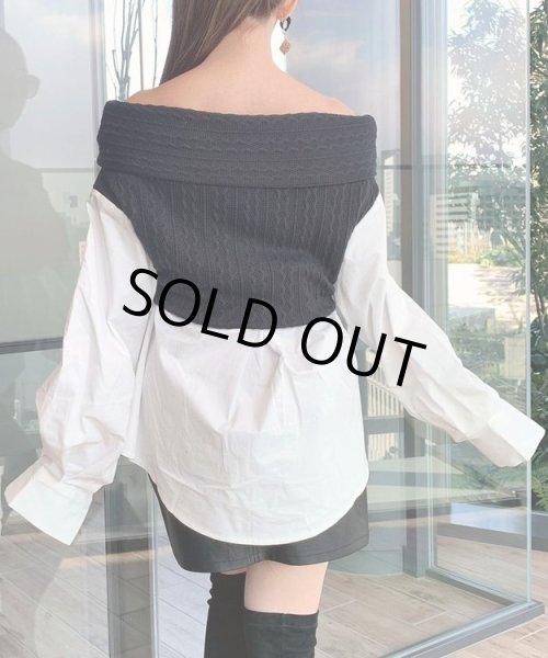 画像6: ニットコンビネーションブラウス (6)