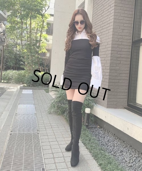 画像3: オフショルダーニットコンビブラウス (3)