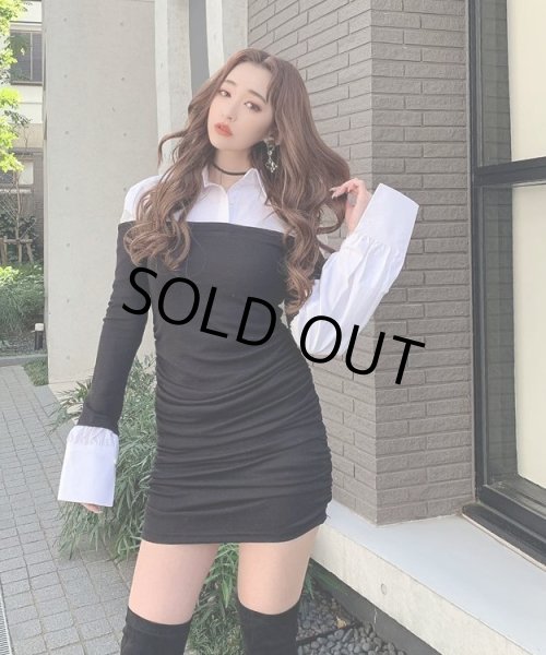 画像6: オフショルダーニットコンビブラウス (6)