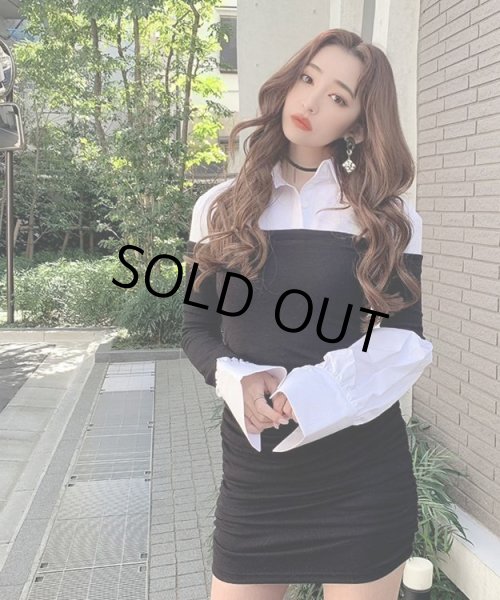 画像8: オフショルダーニットコンビブラウス (8)