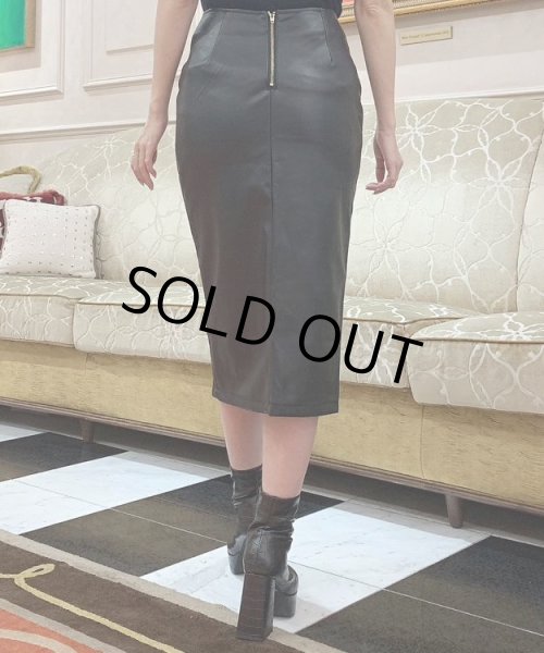 画像5: フェイクレザーペンシルスカート (5)